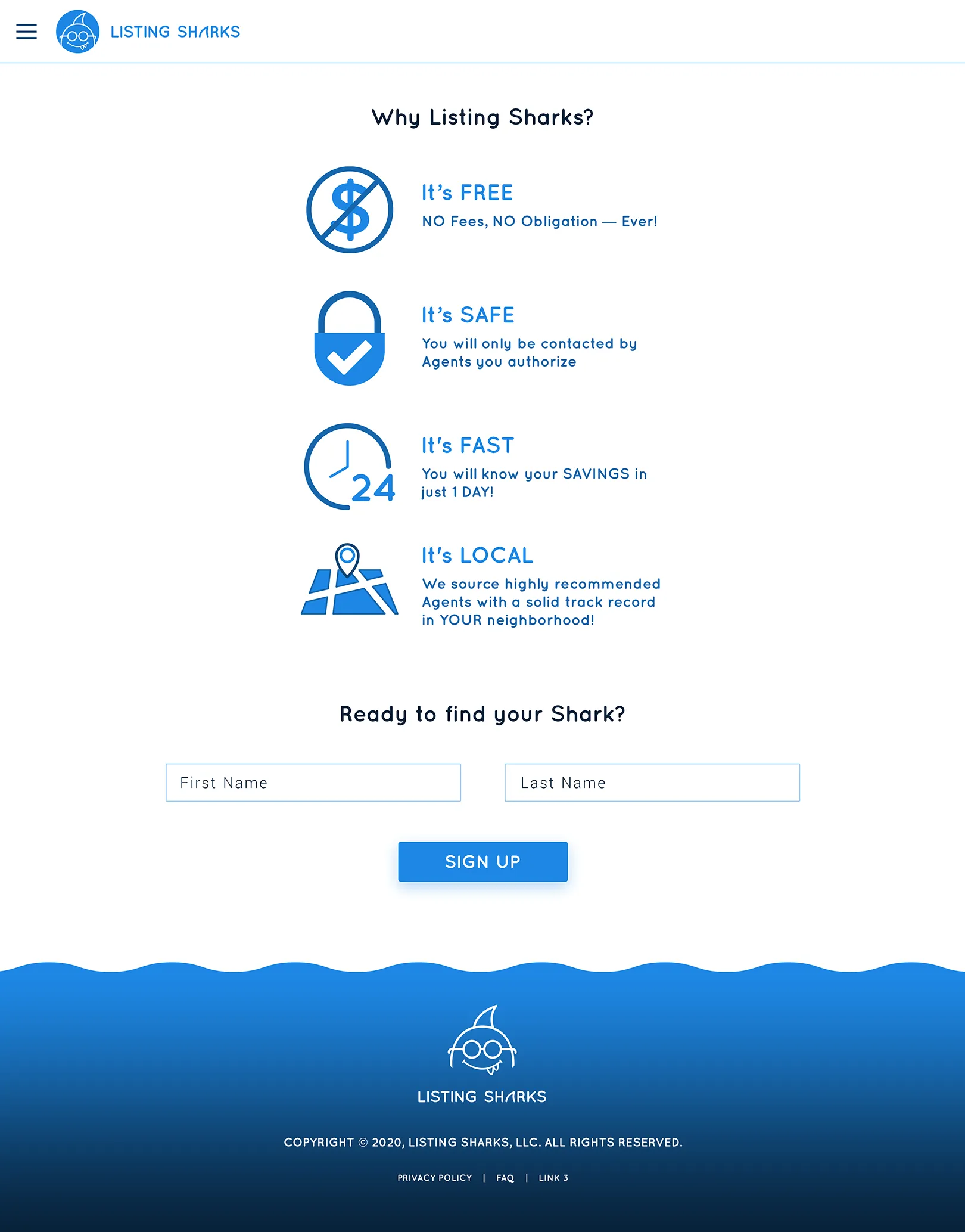 Listing Sharks website mockup